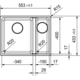 Maris - Vlakbouwspoeltafel / 553 x 433 mm / 2 bakken / Grote bak links / Zwart Mat