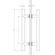 Paar ronde deurgrepen, voor 6/17.5 mm glas, B25 L800, geborsteld rvs