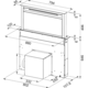 Downdraft - tabletdampkap / 900  mm/ RVS-Zwart glas