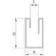 Profiel"u"rvs glans h=25mm s=12mm b=21,5mm-l3000mm
