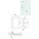 Rechthoekig scharnier wand/glas voor smalle deurposten, voor 8/12 mm glas, B50 H100, mat aluminium