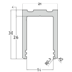 U-profiel PROFIX, voor 8/13.5 mm glas, B21 H30 L3000, aluminium met geborsteld rvs effect
