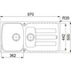 Antea - Inbouwspoeltafel / 970 x 500 mm / 1+1/2 bak / Metaal Wit / Omkeerbaar