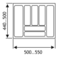 Inleglade k.60 cm alu grijs b501-550 d440-500 mm
