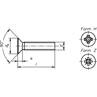 Metaalschroef M4 din 965 verzonken kop
