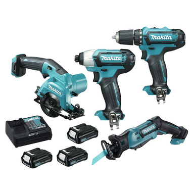 Makita combopack 10.8v 4 machines+3 batterij+lader td101d + df331d + hs301d + jr103d