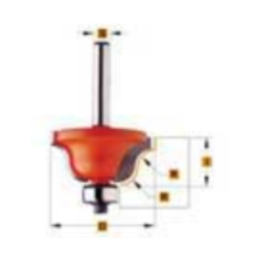 Profielfrees met geleidelager r=6,4 d=38,1 i=17,3 hw
