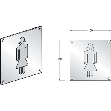 Pba 500-rvs sat. pictogram vrouw
