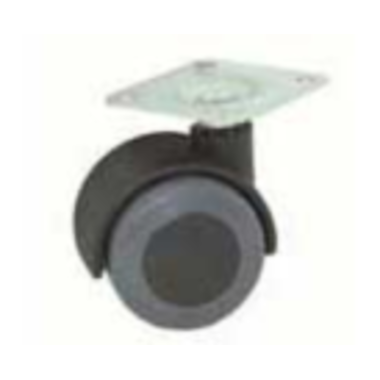 Dubbel wiel 40mm zwart + bevestiginsplaat