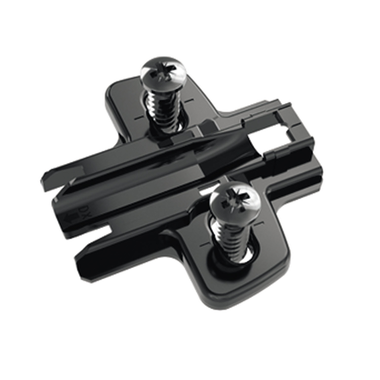 Sensys Kruismontageplaat met voorgemonteerde euroschroeven in obsidiaanzwart, hoogteverstelling m.b.v. slobgat
