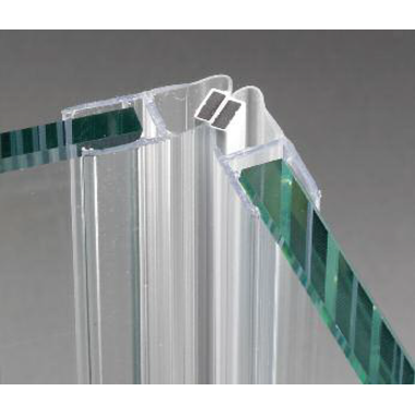 Magnetische dichting links met hoek van 45° met witte magneet, voor 6/8 mm glas, L2200, transparant