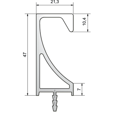 Greepprof.in te frezen l:5100mm rvs-look