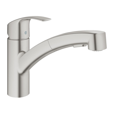 Grohe eurosmart eengreepskraan supersteel +douchette