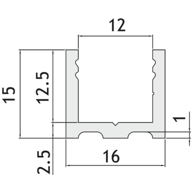 Zijprofiel voor vast glas l 3000mm alu