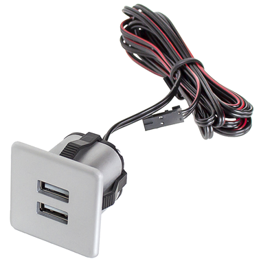 Inbouw usb (2x) lader  grijs 36 x 36 mm + transfo