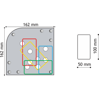 Tafelpoot XLR 100x50mm h71 regelbaar