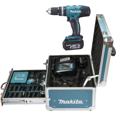 Makita combi-set 18v boor- en schroefmachine + 96 toebehoren