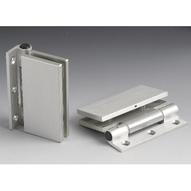 Rechthoekig scharnier wand/glas voor smalle deurposten, voor 8/12 mm glas, B50 H100, mat aluminium