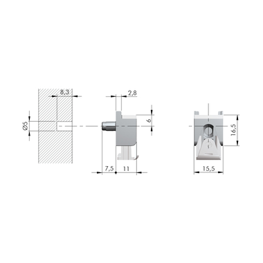 Schabdrager Kubic nikkel diameter 5mm voor glazentablet