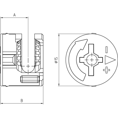 Kastverbinder excenter 15 zonder rand