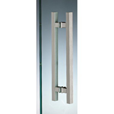 Paar vierkante deurgrepen, voor 6/12 mm glas, B15 H15 L310