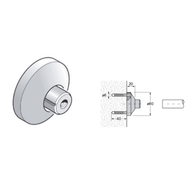 Pba 500-g rvs sat. bevestigingsrozet muurbev. buis 25mm