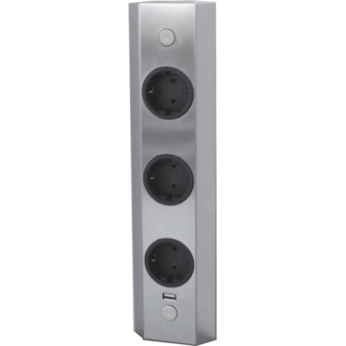 Energiebox RVS 3 stopcontacten + USB-A
