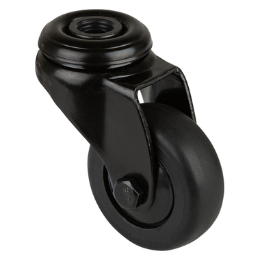 Zwenkwiel rubber zwart zonder plaat zonder rem