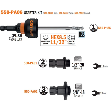 Starterspak hss boor/snelwisselhouder/adapters