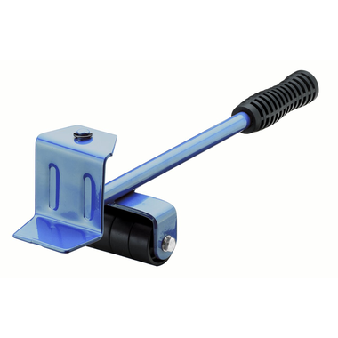 Lifter blauw staal met 4 kunststofrollen