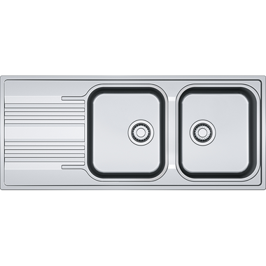 Smart - Inbouwspoeltafel / 1160 x 500 mm / 2 bakken / Glad / Omkeerbaar