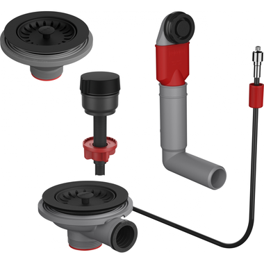 Colorline - Automatisch ventielset voor 2 bakken, zwart mat, draaiknop zwart mat