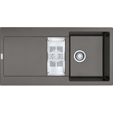 Maris - Inbouwspoeltafel / 970 x 500 mm / 1+1/2 bak / Steengrijs / Omkeerbaar