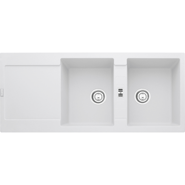 Maris - Inbouwspoeltafel / 1160 x 500 mm / 2 bakken / Metaal wit / Omkeerbaar