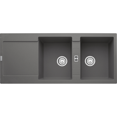 Maris - Inbouwspoeltafel / 1160 x 500 mm / 2 bakken / Steengrijs / Omkeerbaar