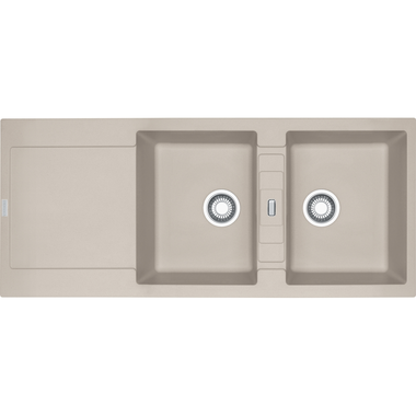 Maris - Inbouwspoeltafel / 1160 x 500 mm / 2 bakken / Koffieroom / Omkeerbaar