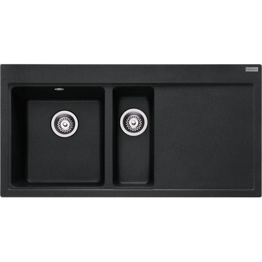 Mythos - Inbouwspoeltafel / 1000 x 515 mm / 1+1/2 bak / Onyx / Druipblad rechts