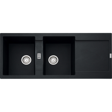 Maris - Inbouwspoeltafel / 1160 x 500 mm / 2 bakken / Onyx / Omkeerbaar