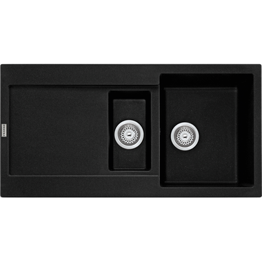 Maris - Inbouwspoeltafel / 970 x 500 mm / 1+1/2 bak / Onyx / Omkeerbaar