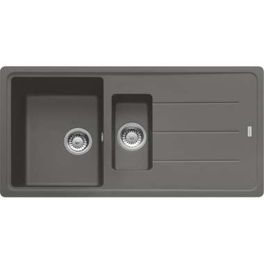 Basis - Inbouwspoeltafel / 970 x 500 mm / 1+1/2 bak / Steengrijs / Omkeerbaar