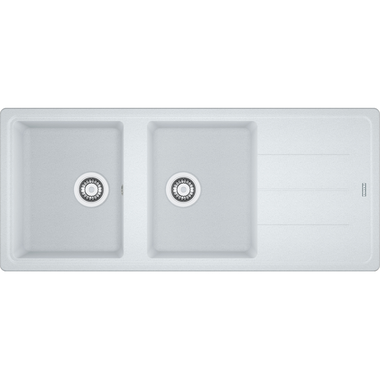 Basis - Inbouwspoeltafel / 1160 x 500 mm / 2 bakken / Metaal wit / Omkeerbaar