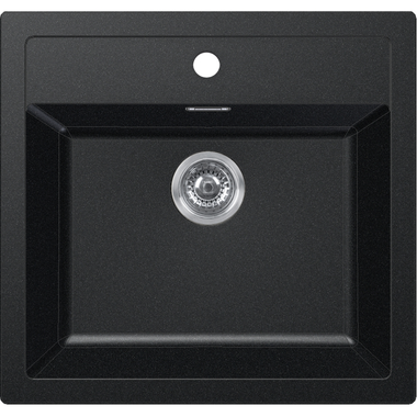 Sirius - Inbouwbouwspoelbak / 560 x 530 mm / 1+1/2 bak / Zwart