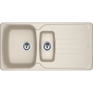 Antea - Inbouwspoeltafel / 970 x 500 mm / 1+1/2 bak / Koffieroom / Omkeerbaar