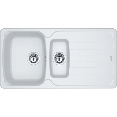 Antea - Inbouwspoeltafel / 970 x 500 mm / 1+1/2 bak / Metaal Wit / Omkeerbaar