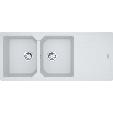 Urban - Inbouwspoeltafel / 1160 x 500 mm / 2 bakken / Metaal Wit / Omkeerbaar
