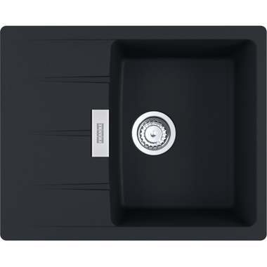 Centro - Inbouwspoeltafel / 620 x 500 mm / 1 bak / Zwart mat / Omkeerbaar