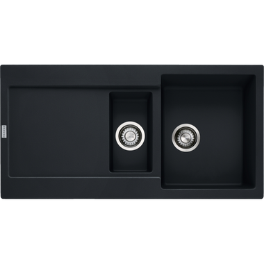 Maris - Inbouwspoeltafel / 970 x 500 mm / 1+1/2 bak / Zwart mat / Omkeerbaar