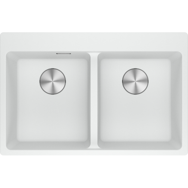 Maris - inbouwspoelbak / 760 x 500 mm / 2 bakken / Metaal Wit