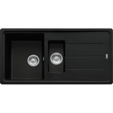 Basis - Inbouwspoeltafel / 970 x 500 mm / 1+1/2 bak / Zwart Mat / Omkeerbaar