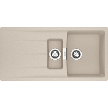 Centro - Inbouwspoeltafel / 1000 x 500 mm / 1+1/2 bak / Koffieroom / Omkeerbaar